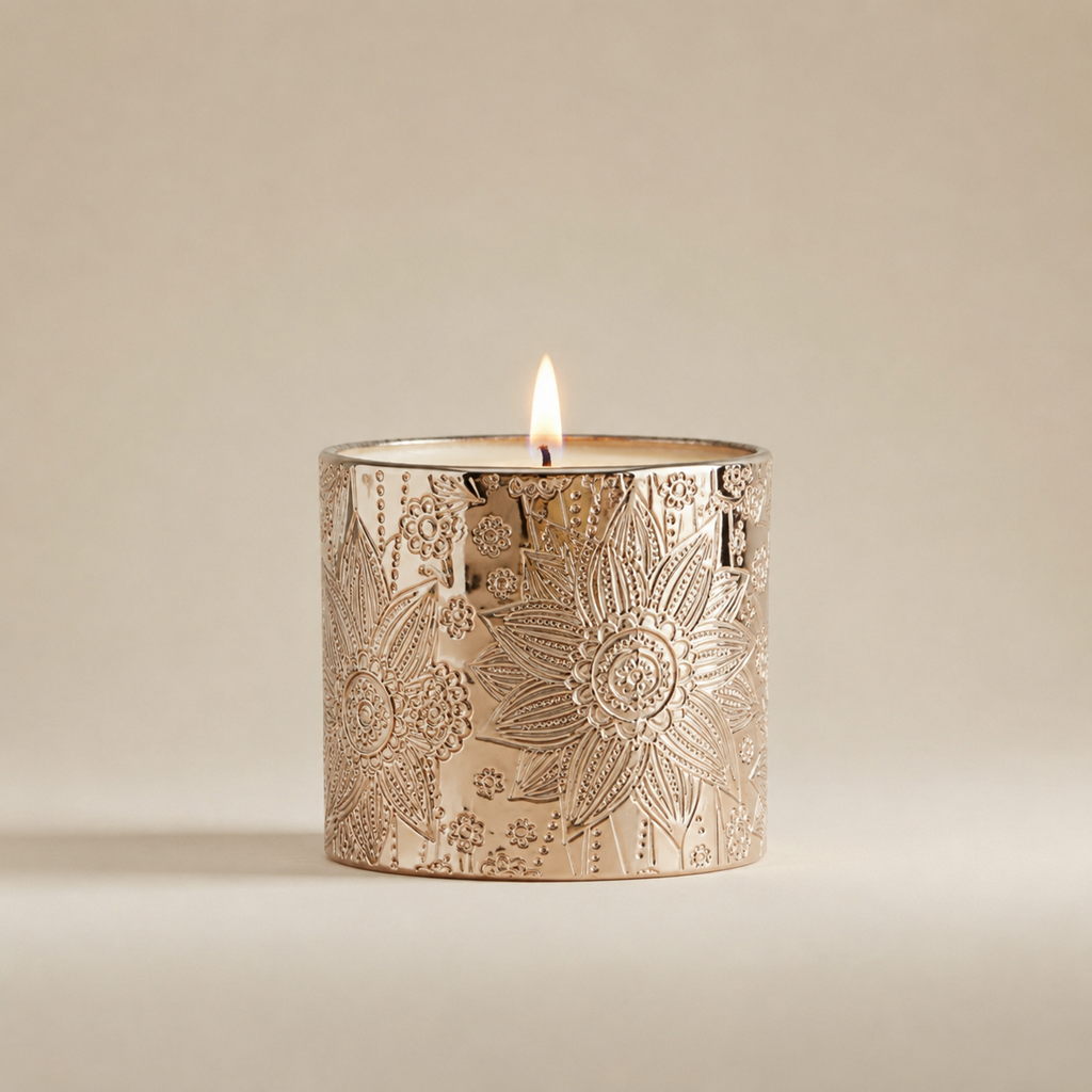 SouLuxe Rose Gold Lotus 9oz. Candle with Lid