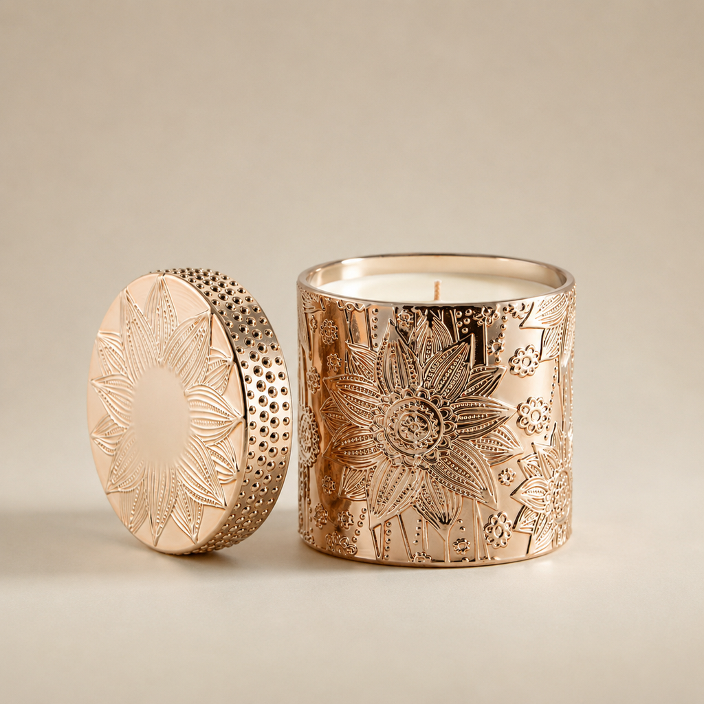 SouLuxe Rose Gold Lotus 9oz. Candle with Lid
