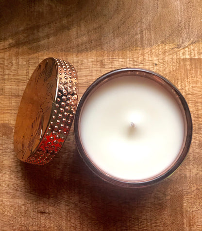 SouLuxe Rose Gold Lotus 9oz. Candle with Lid